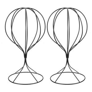 2pcs Metal Hat Display Stand Tabletop Hat Wig Rack Modern Closet Holder Black